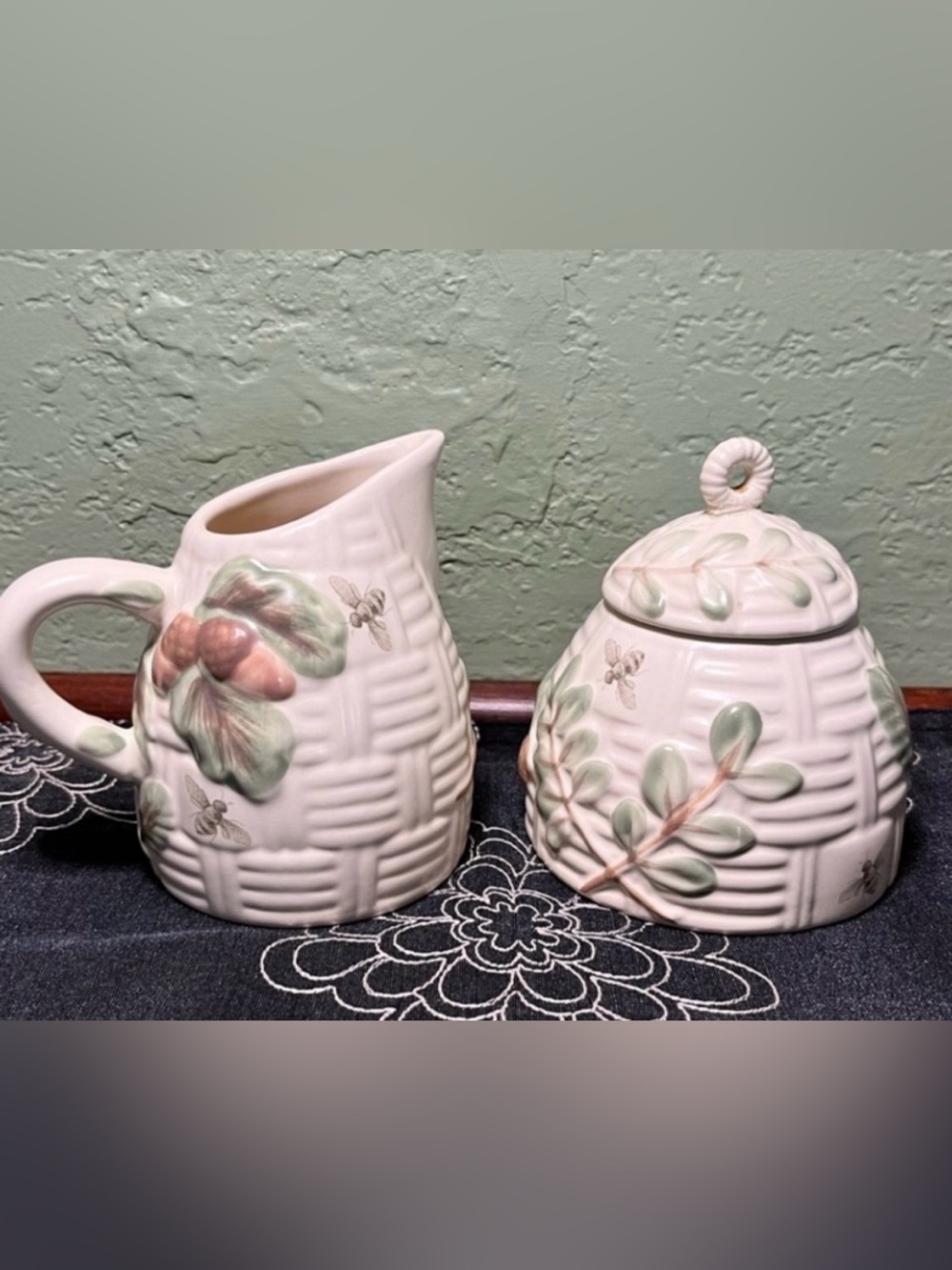 Pfaltzgraff Naturewood Mini Creamer Sugar Set Child Size Stoneware Discontinued